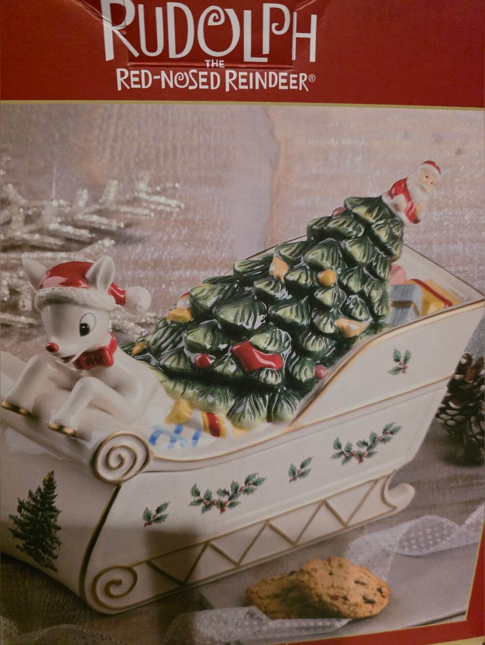 Spode Christmas Tree Rudolph Cookie Jar - Picture 8 of 10